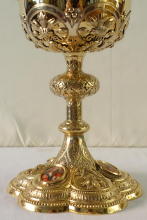 French Antique solid silver gilt Gothic Ciborium